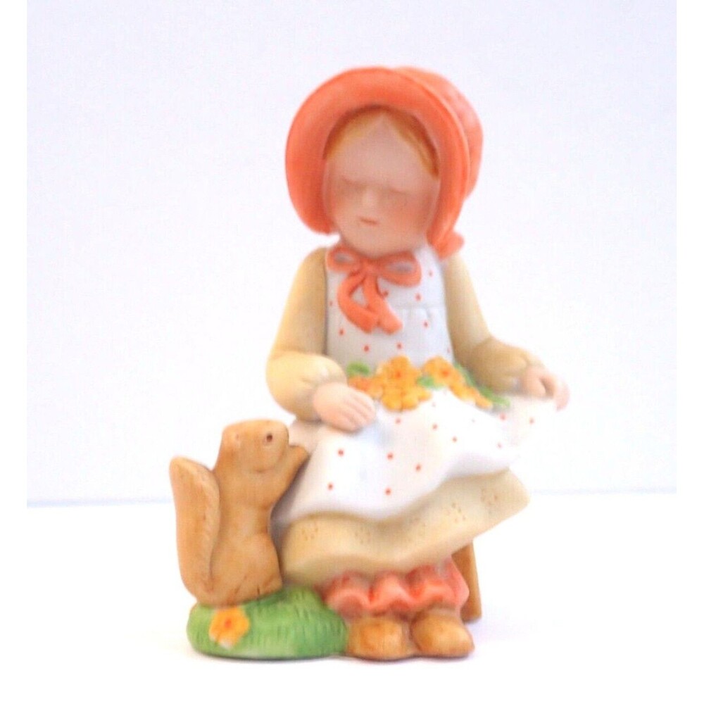 American Greetings Holly Hobbie The Heart's Bouquet Figure Girl with Squirrel